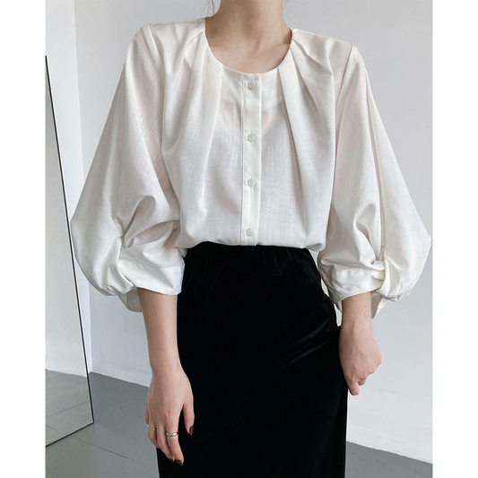 Elegant Linen Women Long Sleeves Blouses Shirts