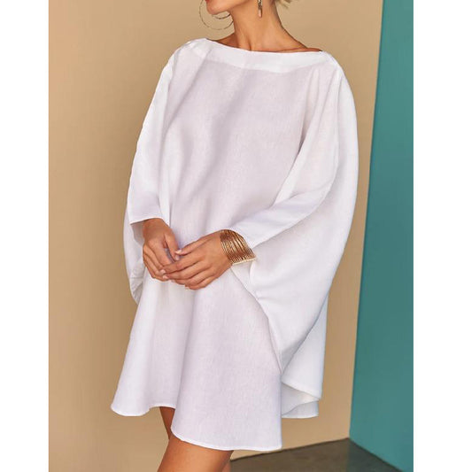 White A Line Mini Bat Dresses